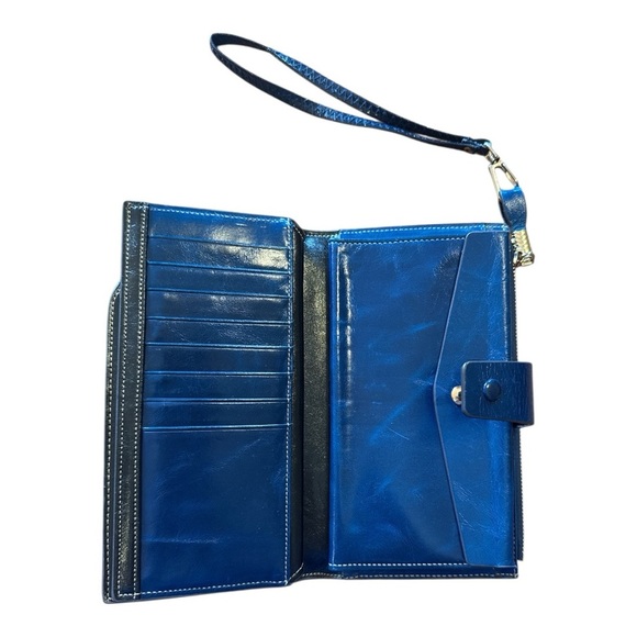 Blue Leather Wristlet - Picture 4 of 5